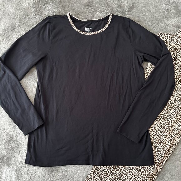 Lands' End Pajamas Set Medium 10/12 Women's Animal Print Pants Shirt - Picture 2 of 6